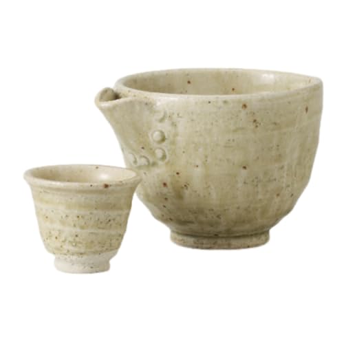 エールネット(Ale-net) 酒器セット 徳利 おちょこ セット ヒワ釉 片口鉢 徳利 & 盃 (2個付) セット 陶器 美濃焼 冷酒器 熱燗 日本酒 酒器 とっくり 日本製