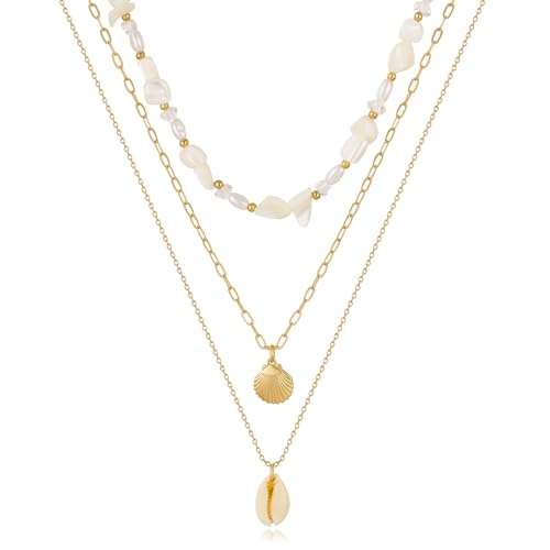 Summer Charms Necklace for Women Conch Seashell Starfish Pendant Choker Necklace Fashion Boho Beach Ocean Jewelry