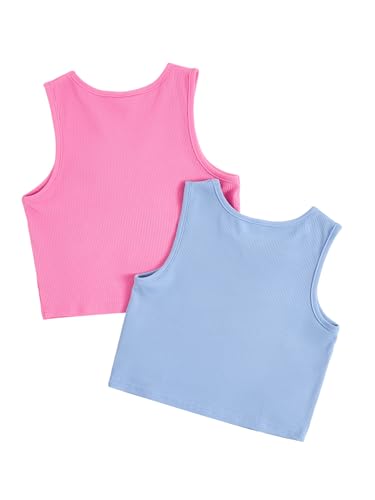 Milumia Girl's 2 Pack Tank Tops Ruched Bow Front V Neck Sleeveless Top2