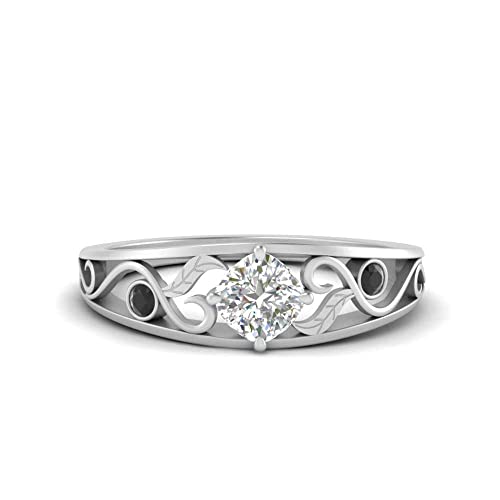 Image of Choose Your Gemstone Nature Inspired Compass Point Ring 925 Sterling Silver Cushion Shape Side Stone Engagement Rings Lightweight Office Wear Everyday Gift Jewelry US Size 4 to 12
