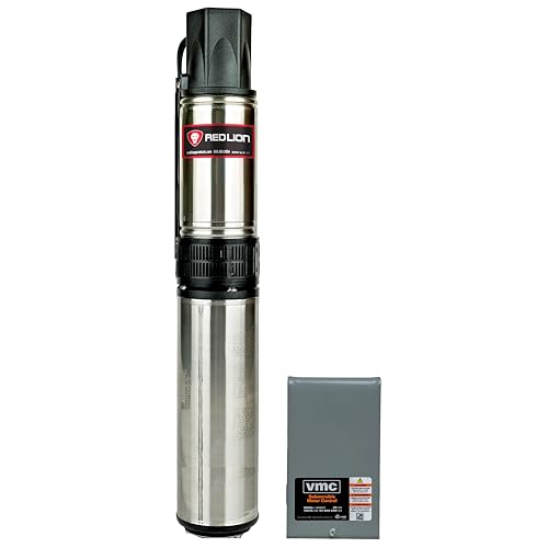 Red Lion RL22G10-3W2V 4-inch Submersible Deep Well Pump with Control Box, 1 HP, 22 GPM, 3-Wire, 230-Volt, Steel, 14942409