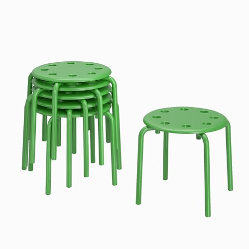Image of VECELO 6-Piece Stacking Stools for Classroom, 12 Inch Height, Decoration Flexible Seating for Schools, Green