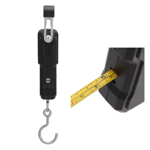 POPETPOP Báscula de Mano Portátil para Equipaje Negra Pantalla LCD Digital Capacidad 75 Kg y Precisión 10 G Báscula Colgante Ligera de ABS para Viajes y Pesaje Cómodo