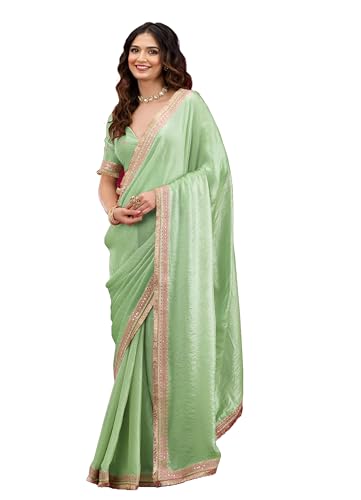 Image of Women's And Girl's Heavy Sequins Work Georgette Saree with Blouse (Wedding-Sequins-Party-Saree)
