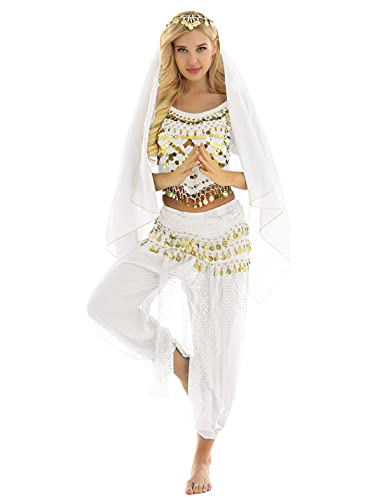 Costume Carnaval Danse du Ventre - Tenue Blanche Féerique pour Fêtes et Spectacles