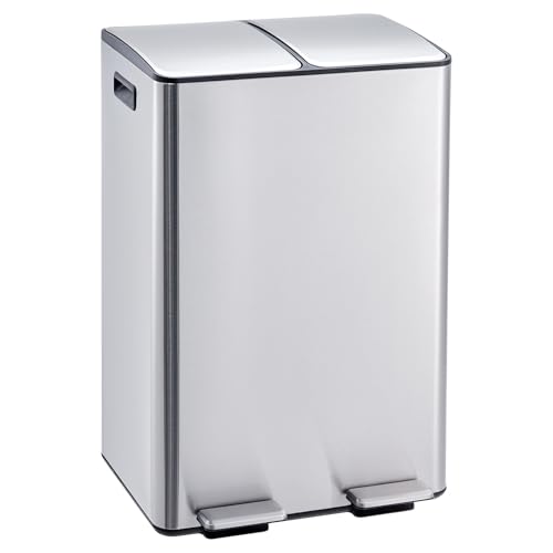 Garvee Dual Trash Can, 16 Gal (2 x 30 l) Stainless...