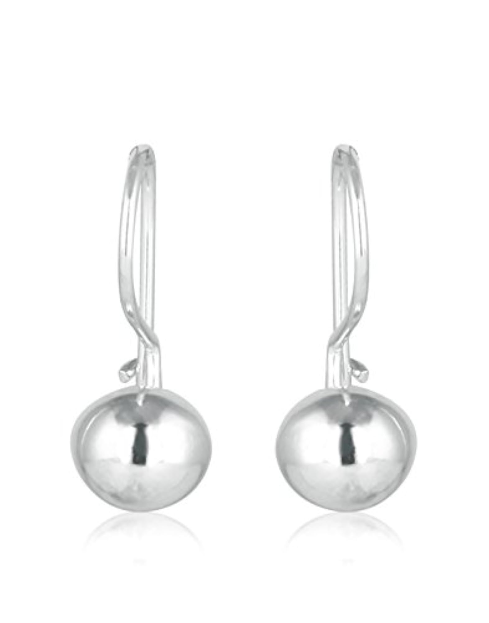 Women's Hollow Silver Ball Shepherd's Hook Earrings