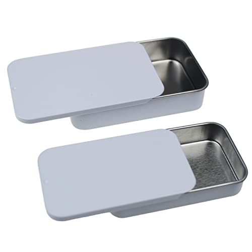 Image of Goodma 24-Pack Slide Top Rectangular Metal Tin Containers, White