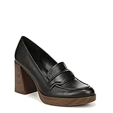 Naturalizer Womens Amble Block Heel Loafer Black Leather 7.5 M
