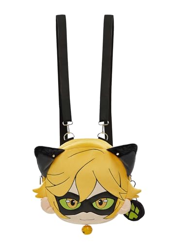 Micotaku Miraculous Ladybug Mochila de pelúcia oficialmente licenciada Cat Noir para viagem e presentes de aniversário, Amarelo, One Size