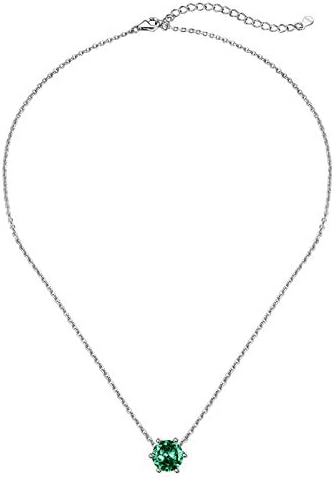 Silvora Sterling Silver Birthstone Pendant Necklace with Shiny Cubic Zirconia for Women Girls Birthday Jewelry