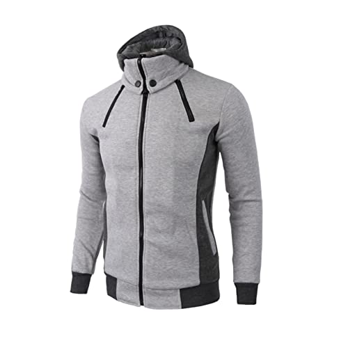 Maiyifu-GJ Men's Double Zipper Turtleneck Fleece Hoodie Lightweight Zip Up Hooded Jacket Long Sleeve Sweatshirt With Pocket2