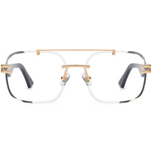 Image of HEPIDEM Really Buffalo Horn Handmade Glasses Frame,Oversize Big Square Rimless Buffs Eyeglasses 0042