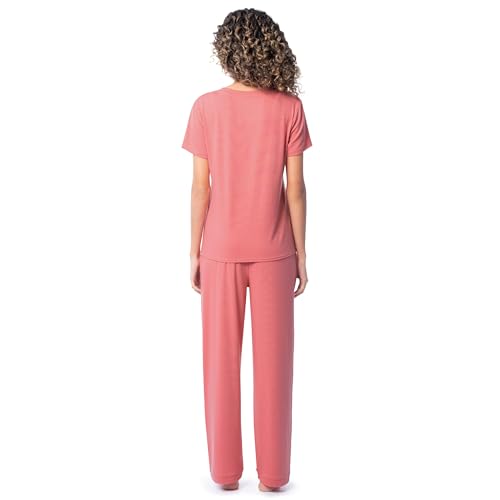 Image of Fruit of the Loom womens Short Sleeve Tee and Pant 2 Piece Sleep Set