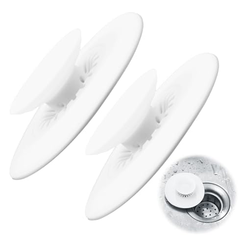 Universal Abflussstopfen Silikon mit sieb, Badewannenstöpsel mit Haarsieb, Praktisches Stöpsel Badewanne, Waschbeckenstöpsel für Waschbecken, Badewannen, Küchenspülen, Wäschespüle usw, 2er Set