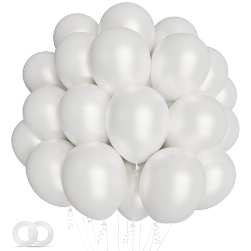 Image of 100pcs Pearl White Balloons 12 inch White Latex Party Balloons for Wedding Engagement Bridal Baby Shower Birthday Anniversary Party Decorations