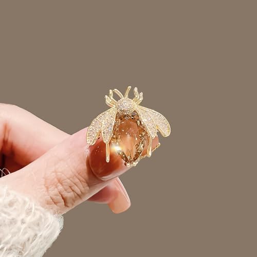 Image of Bee Pin and Brooch - Women's Retro Honeycomb Fashion Rhinestone Sunflower Brooch - Cute Cartoon Personality Enamel Oil Drop Color Insect Pin