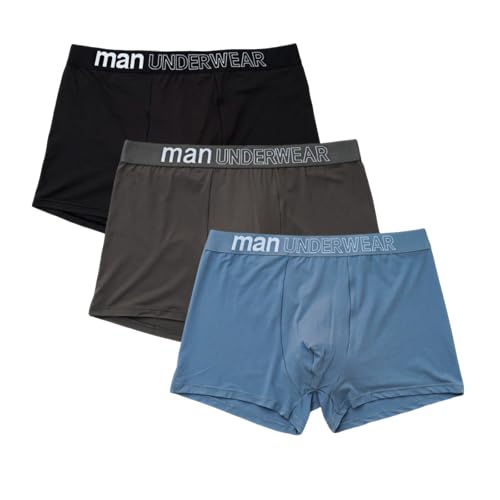 Cotton Boxer Briefs for Men 3-Pack Big and Tall Solid Color Stretch Comfy Underwear Breathable Cool Comfortable Short