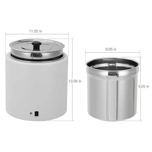 Garvee Commercial Soup Warmer, 11.6 QT Electric Stainless Steel Soup Kettle with Hinged Lid & Detachable Interior Pot, 11L Large Capacity Portable Round Food Warmer for Restaurant Party Buffet, White by Garvee - Used condition - Image 4