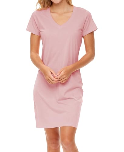 Image of Sexy Basics Women's Soft & Flowy V-Neck Long Shirt | 24 /7 Nightwear-Sleepwear T Shirt | Multi-Packs & Colors