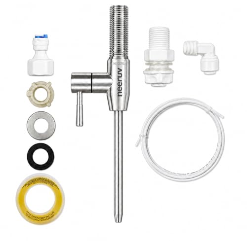 Image of SS 304 RO Faucet Tap | Stainless Steel Water Purifier Tap with Pipe & Fittings for Cabinet Mount | Leakproof RO Water Tap & RO Tap Extender for Kitchen RO Purifier System (3 /8 Inch)