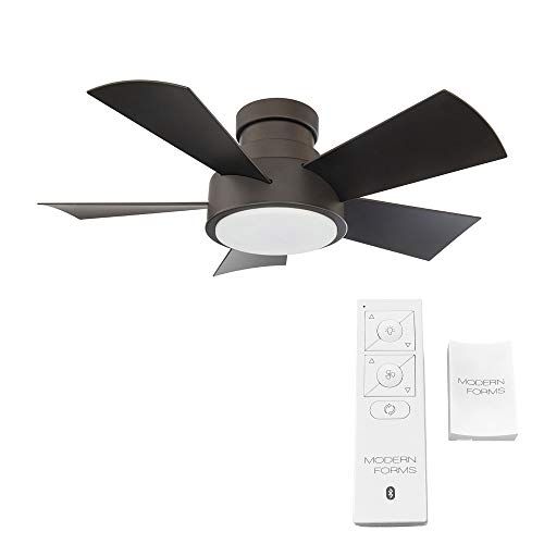 Image of Vox 38 in Smart Indoor and Outdoor Smart Flush Mount Ceiling Fan in Bronze with Remote Control 2700K