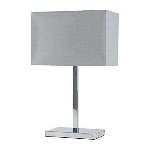 MiniSun Polished Chrome Table Lamp with Grey Shade Cover