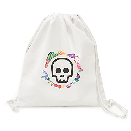 Sac en tissu pliable squelette smiley noir : la solution anti-encombrement pour fruits et légumes