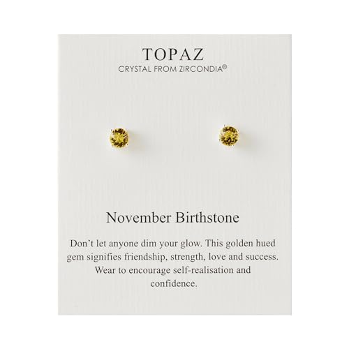 Philip Jones November (Topaz) Birthstone Earrings Created with Zircondia® Crystals