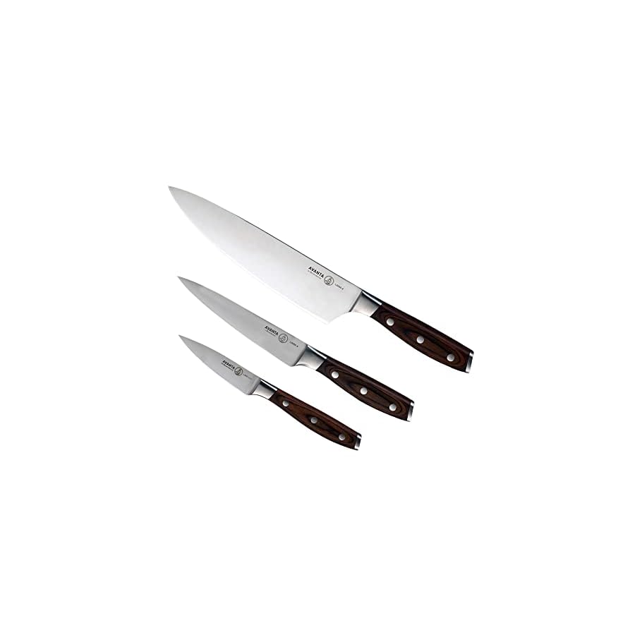 Messermeister-Avanta-3-Piece-Pakkawood-Starter-Set-German-X50-Stainless-Steel-Includes-8-Chefs-Knife-6-Utility-Knife-3-Paring-Knife Messermeister Avanta 3-Piece Pakkawood Starter Set - German X50 Stainless Steel - Includes 8” Chef’s Knife, 6” Utility Knife & 3” Paring Knife