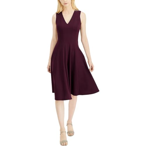 Calvin Klein Women's Scuba Crepe V Neck Sleeveless Dress