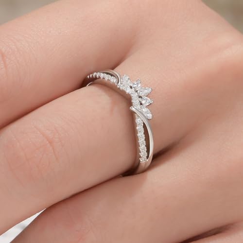 Wuziwen 925 Sterling Silver Wedding Bands for Women Curved Eternity Anniversary Rings for Her Cubic Zirconia4