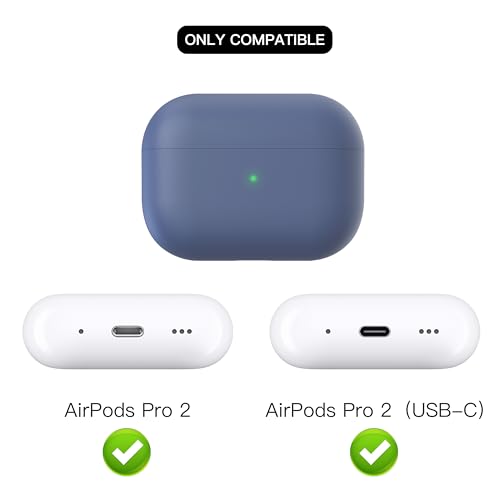 Liquid Silicone Case for AirPods Pro 2, Triple Layer Hybrid Protective Hard Case Shockproof Cover Compatible with AirPods Pro 2nd Generation(Midnight Blue)