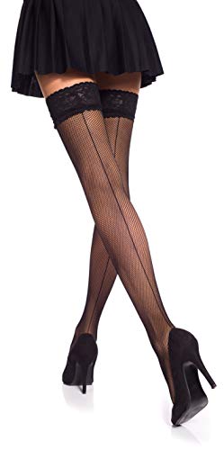 Romartex Feinmaschige Netzstrümpfe mit Naht, XL, schwarz