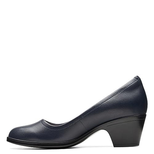 Clarks Clarks Blue's Emily 2 Ruby Pump, Navy Leather, 9 Wide US