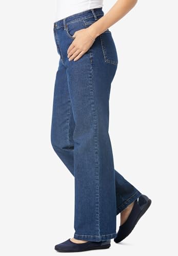 Best Plus Size Jeans for Big Stomach for Women: 11 Confidence-Boosting Styles You'll Love (2026) 3 Woman Within Plus Size Tall Stretch Denim Wide-Leg Five-Pocket Jeans - 24 T, Medium Stonewash