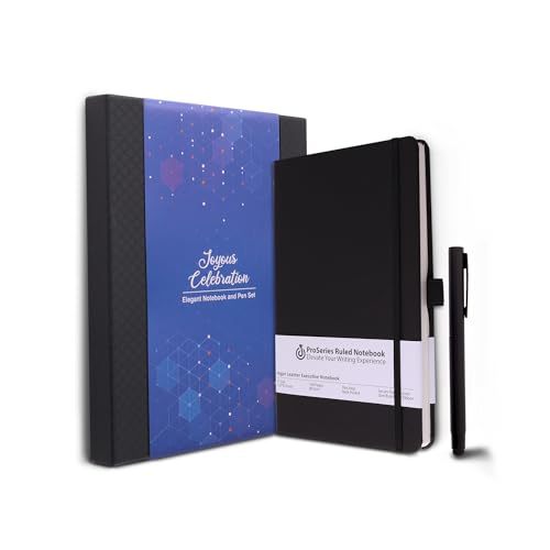Image of DOODLE Undated Executive Diary Gift Set | A5 160 Pages PU Leather Notebook + Stylish Pen with Stylus | All Packed in a Beautifully Packaged in an Elegant Gift Box (Black)