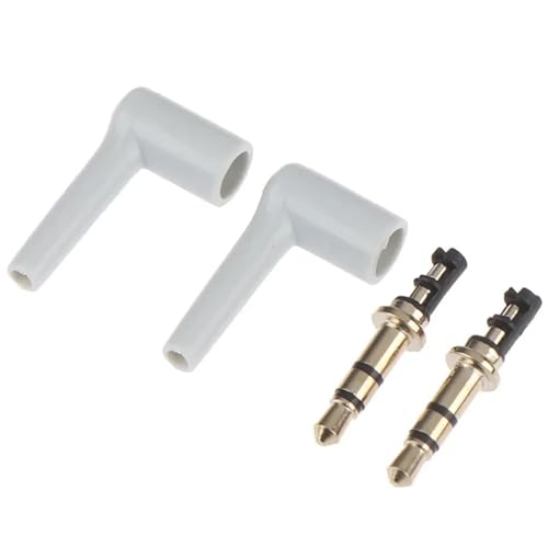 Adaptador de audio de 3,5 mm blanco con minijack de 3 polos para cables de auriculares estéreo