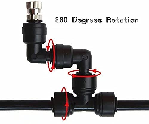 Misting Cooling System, voorgemonteerde vrije richting Draaiende Misting Kit, Afneembare Nozzle + Misting Line + A… - Afbeelding 6
