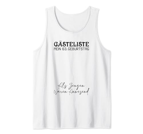 Gästeliste Mein 63. Geburtstag Libro de visitas Firma Camiseta sin Mangas