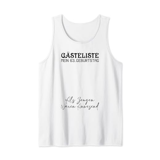 Gästeliste Mein 63. Geburtstag Libro de visitas Firma Camiseta sin Mangas