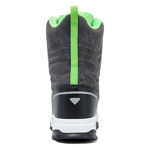 HOBIBEAR Kids Snow Boots Boys Girls Mid Calf Waterproof Warm Faux Fur Lined Insulated Winter Shoes(Toddler/Little Kid/Big Kid)4