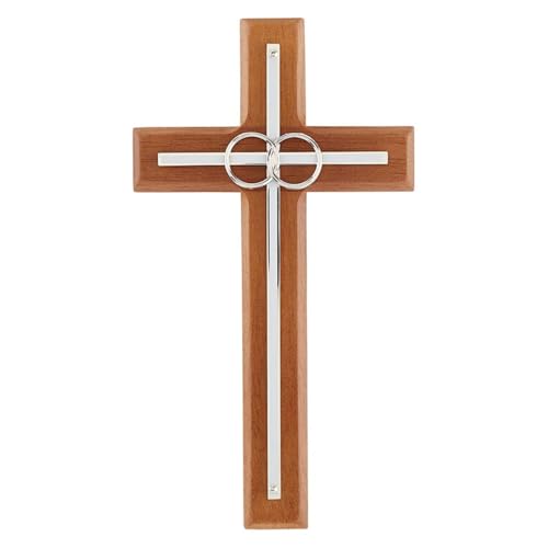 Christian Brands Overlay Wedding Cross With Silver Rings, 4-1/2"" W