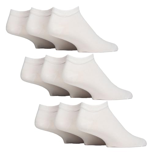 Gentle Grip 9 Pack Mens Diabetic Trainer Socks Extra Wide Socks for Swelling (UK, Numeric, 6, 11, Regular, Regular, White)
