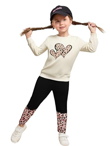 Image of OLMRJKD Kids Toddler Girls Clothes Figure Graphic Drop Shoulder Top Pullover Spotted Print Pants Fall Winter Outfit Set