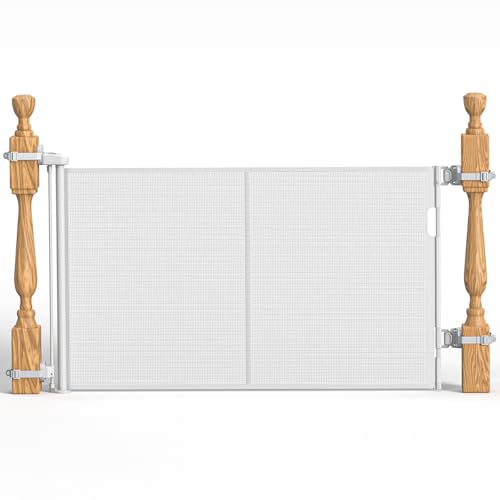 Upgraded Retractable Mesh Baby Gate White