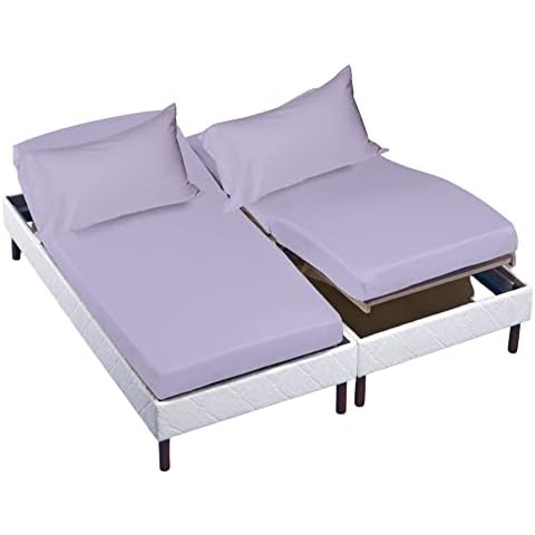 Adjustable Bed Sheets Split King Size -400 TC Split King Sheets for adjustable Beds,100% Long Staple Pure Egyptian Cotton (5 PCs)Set,Double Twin Extra Long Sets to fit mattress upto 16"Deep (Lavender) Cover