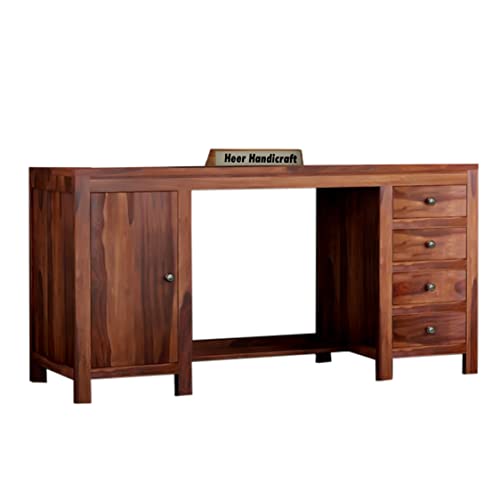 Image of Solid Sheesham Wood Study Table for Adults | Computer Table for Home | Wooden Writing Desk | Office Table for Office Work | Work from Home Table with 2 Drawers (16)