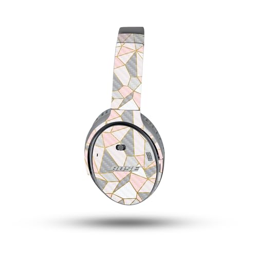 Image of MightySkins Carbon Fiber Skin Compatible with Bose QuietComfort 35 II Headphones - Rose Gold Polygon | Protective, Durable Textured Carbon Fiber Finish | Easy to Apply