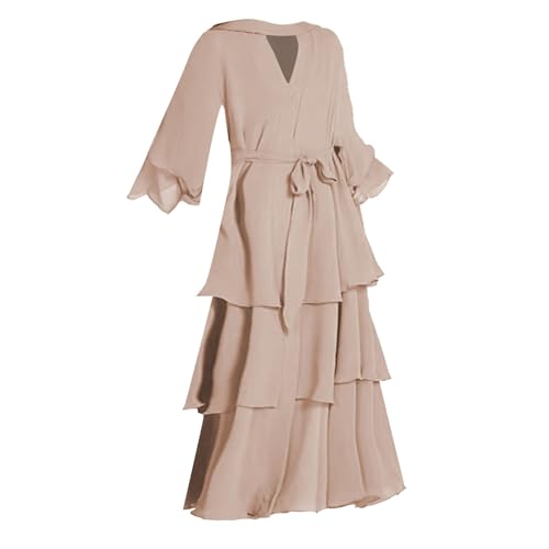 Girls Muslim Dress Open Front Cardigan Robe Three-layered Chiffon Kaftan 𝗜slamic Abaya Kimono Dubai Maxi Dress2